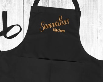 Personalised Ladies / Mens Embroidered Apron, Cooking Chef Apron Unisex Apron With Pockets