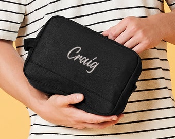 Personalised  Embroidered Wash bag, Toiletry bag Cosmetics Bag suitable for ladies or gents,