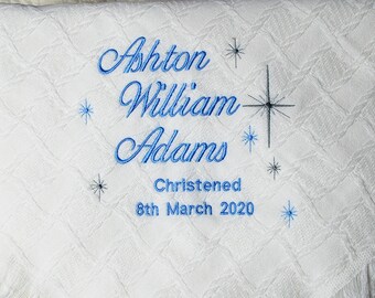 New Prince baby boy white frilled shawl Personalized Embroidered free