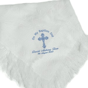 Personalised Embroidered Baby Shawl.This Pretty White Christening/ Baptism/ Naming Day shawl , Keepsake, Gift