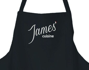 Personalised Men's/ Ladies Black Apron.Embroidery. Your Choice of Name+Thread Colour. Embroidered  by Inspired Creative Design