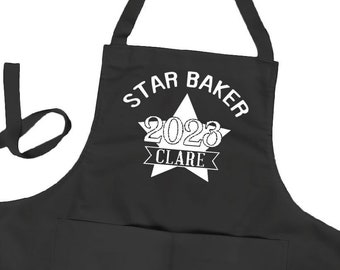 Personalised Ladies or Mens Star Baker Apron, Cooking Chef Apron Unisex Apron With Pockets