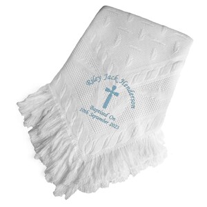 Personalised Embroidered Baby Shawl. This Pretty White Christening / Baptism / Naming Day shawl , Keepsake, Gift image 2