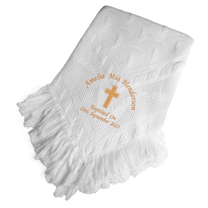 Personalised Embroidered Baby Shawl. This Pretty White Christening / Baptism / Naming Day shawl , Keepsake, Gift image 4