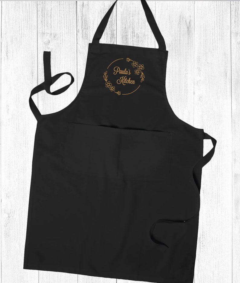 Personalised Embroidered Apron, Daisy.Kitchen Cooking Chef Apron Unisex Apron With Pockets Black