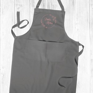 Personalised Embroidered Apron, Daisy.Kitchen Cooking Chef Apron Unisex Apron With Pockets Grey