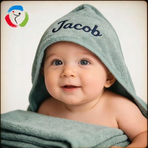 Personalized Embroidered Baby Hooded Towel, 100% Cotton Soft Hooded Bath Wrap