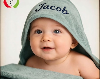 Personalized Embroidered Baby Hooded Towel, 100% Cotton Soft Hooded Bath Wrap