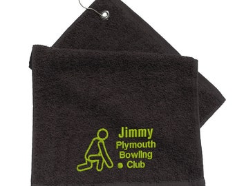 Embroidered Mens Personalised Towel Perfect for Lawn Bowlers, Great Gift for Bowls