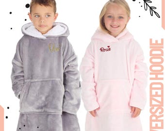 Personalised Kids Oversized Hoodie, Super Snuggly Plush Hoodie Baby Boy Girl Hoodie, Blanket Fleece Jumper