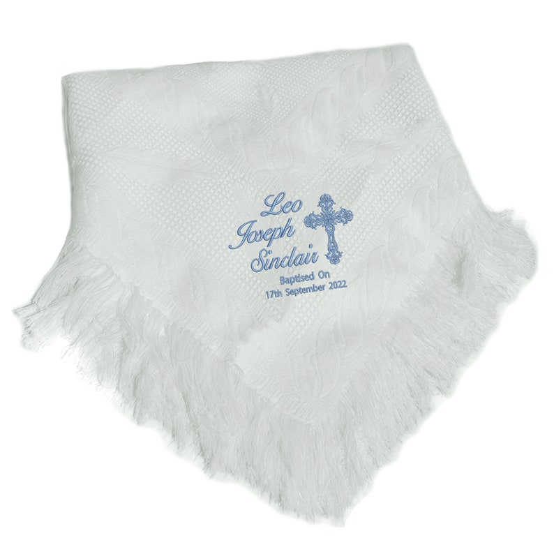 Personalised Embroidered Baby Shawl.This Pretty White Christening/ Baptism/ Naming Day shawl , Keepsake, Gift 