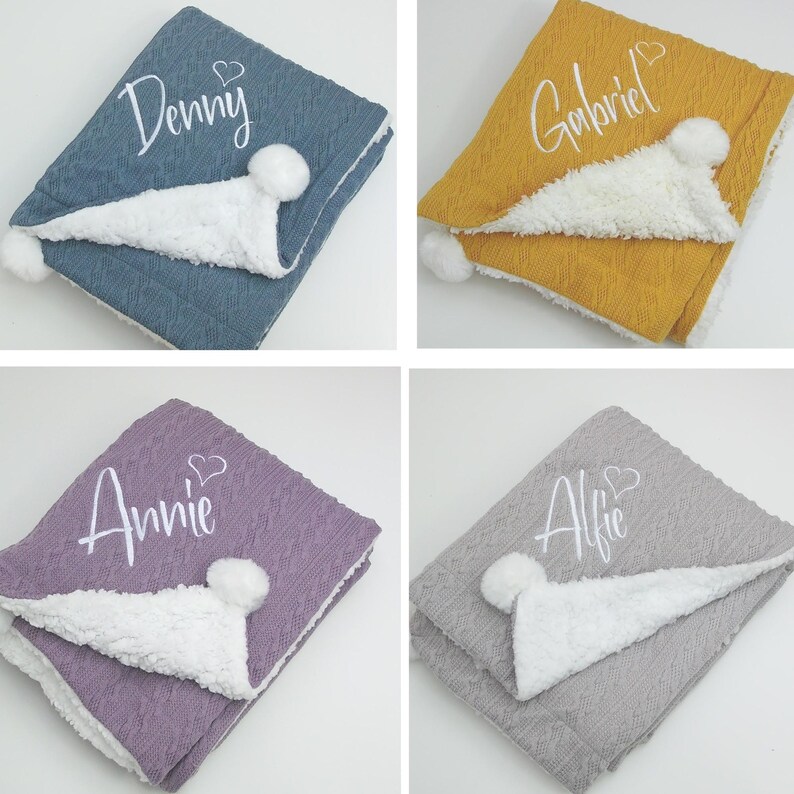 Personalised Baby Blanket, Super Snuggly Cable knit, Baby blanket, Baby Gift, Embroidered Baby Blanket. Baby blanket,Personalised baby gifts image 4