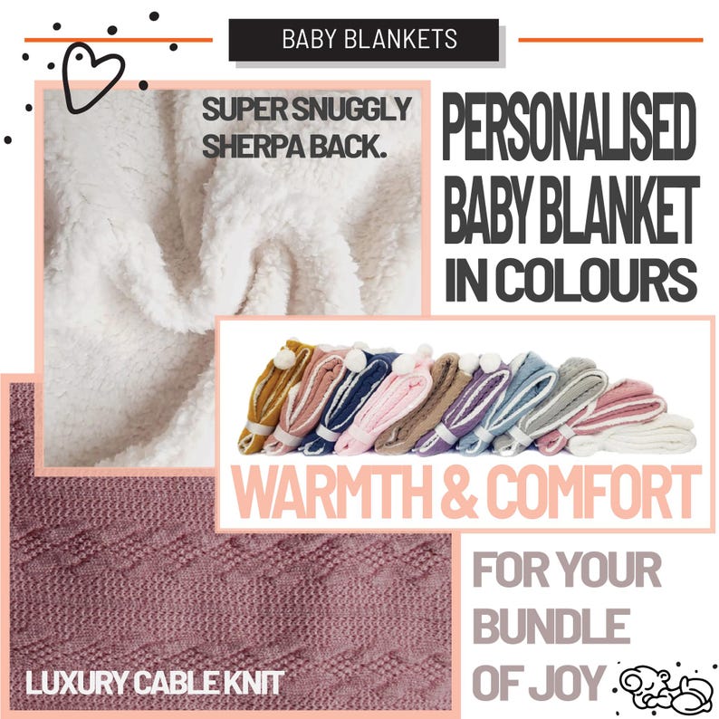 Personalised Baby Blanket, Super Snuggly Cable knit, Baby blanket, Baby Gift, Embroidered Baby Blanket. Baby blanket,Personalised baby gifts image 10