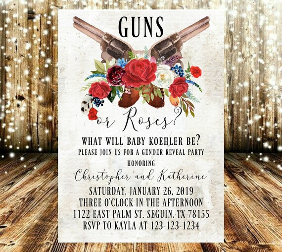 Waffen Oder Rosen Geschlecht Offenbaren Party Einladung Etsy