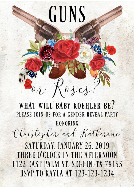 Waffen Oder Rosen Geschlecht Offenbaren Party Einladung Etsy