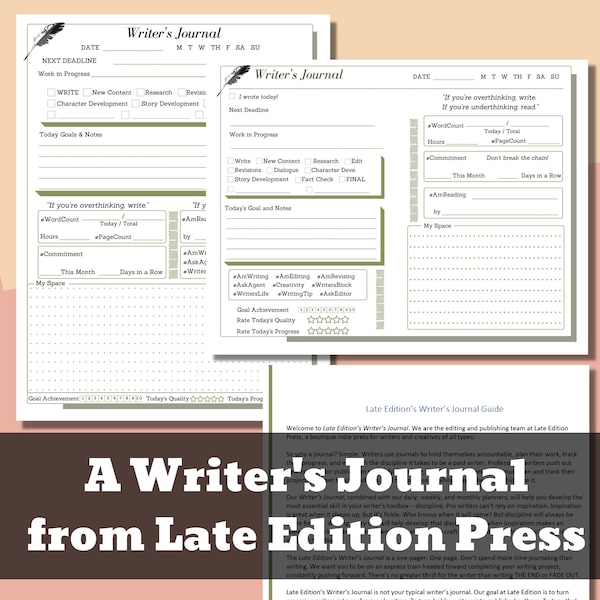 Late Edition Writer es Journal Plus Daily, Weekly, and Monthly Planners - A Digital Download