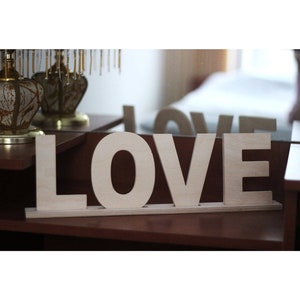 Love Wooden Letters, Love sign, Love decor, Table sign wooden letters, Love sign for wedding table , Table sign, Family sign, Couple Gift image 1