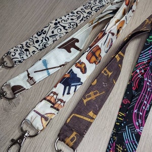 Musical Instruments Themed Lanyards - Your Choice! - Orchestra ID Badge Holder, Band Teacher Gift