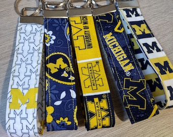 U of M Key Fobs - Michigan Keychain - School Wristlets - Five Choices!