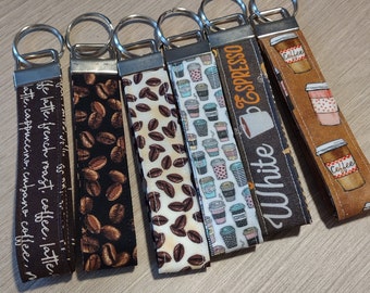 Coffee Inspired Wristlet - Coffee Beans Key Fob - Multiple Choices!