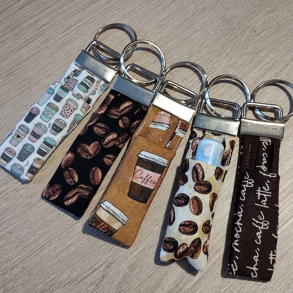 Coffee Theme Lip Balm Holders - Coffee Beans Key Chain- Your Choice!