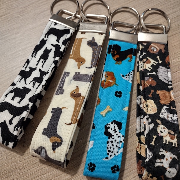 Dogs Key Fobs - Puppy Key Chain Wristlet - Your Choice! - Dachshund Key Chain