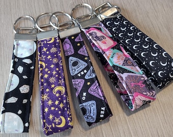 Tarot Card Key Chains -Moons and Crystal Key Fobs - Mythical Wristlets
