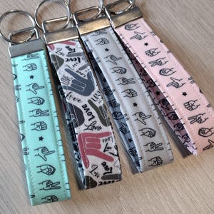 Sign Language Key Fobs - ASL I Love You Key Chain - Fingerspelling Wristlets