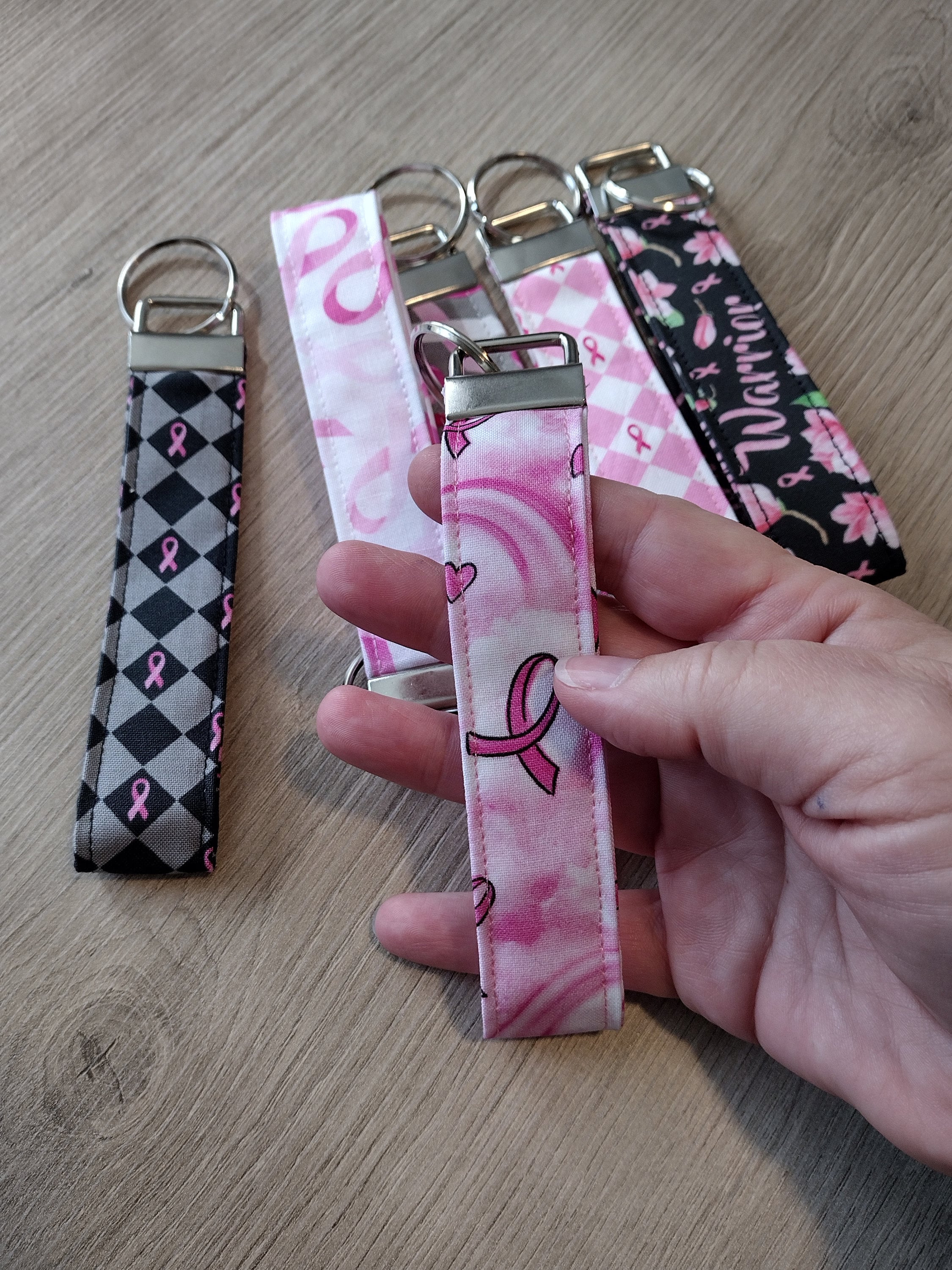 Breast Cancer Key Fobs - Pink Ribbon Key Chain Wristlet - New Choices ...