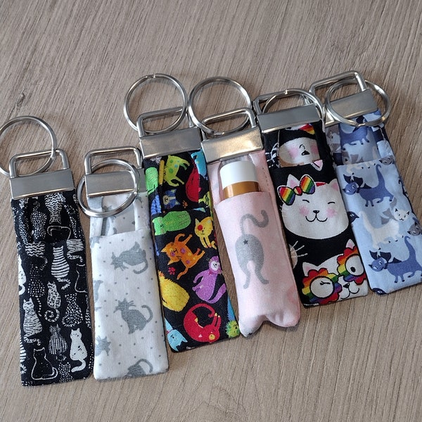 Cats Lip Balm Holder - Kitties Key Chain - Your Choice! Gift for Cat Lovers