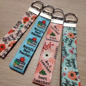 Teacher Appreciation Wristlet Key Fob: Floral Cotton Keychain
