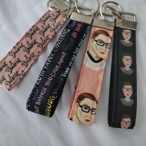 RBG Key Fob: I Dissent, Be the Change - Cotton Wristlet