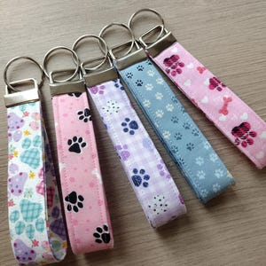 Pastel Paw Print Key Fob Wristlet - Cat & Dog Lover Gift