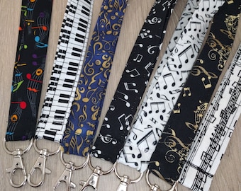 Music themed lanyards Music Notes ID Badge Holder - Your Choice!