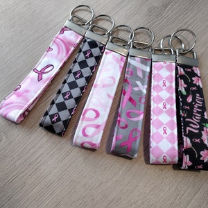 Breast Cancer Key Fobs - Pink Ribbon Key Chain Wristlet - New Choices!