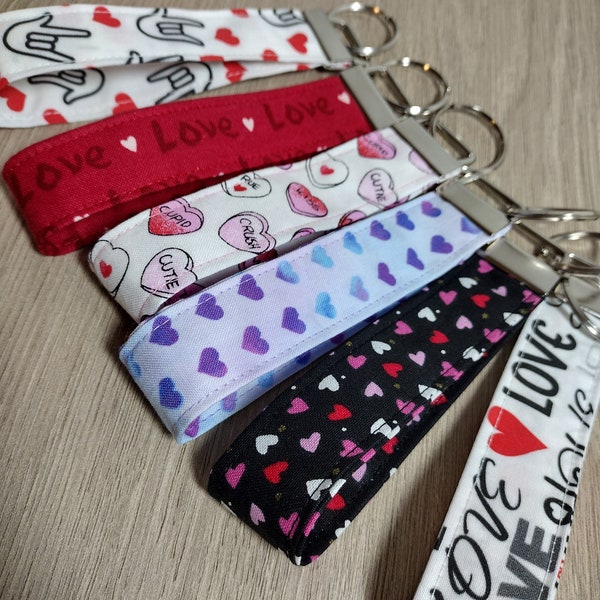 Love Key Fobs - Hearts Key Chain - Your Choice of Valentine's Day Wristlets