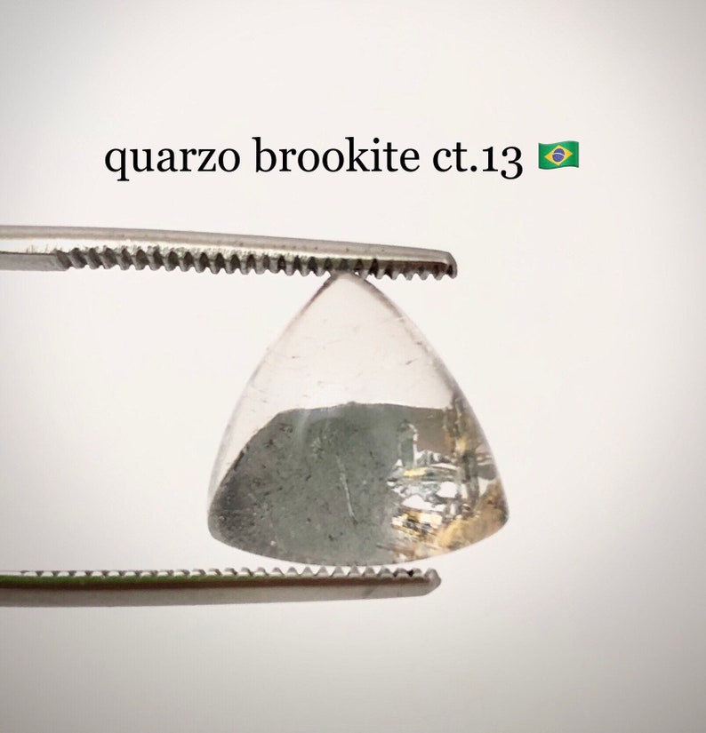 Brookite quartz shield cut to cabochon ct.13.60 prov ~ Minas Gerais ~ Brazil ~ madagascarartstones.com