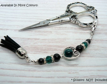 Beaded Scissor Fob : Beaded Love | Cross Stitch, Embroidery, Needlepoint, Sewing, Quilting Accessories | Bag Charm | Key Ring|