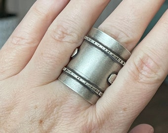 Sterling Silver Unisex  Ring / Handmade Bohemian Jewelry / Rustic Ring / Statement Jewelry / Unique Gifts For Her / Southwestern Ring