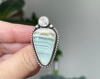 Saturn Chalcedony Statement Ring / Handmade Sterling Silver Bohemian Jewelry / Beach Fashion / Summer Style Rings / One of a Kind Jewelry