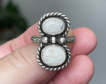 White Buffalo Ring Statement Ring / Handmade Sterling Silver Bohemian Jewelry / Unique Gifts For Her / Chunky Cocktail Ring / One Of a Kind