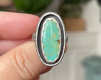 Kingman Turquoise Ring / Handmade Sterling Silver Bohemian Jewelry / Unique Gifts For Her / One Of a Kind Jewelry