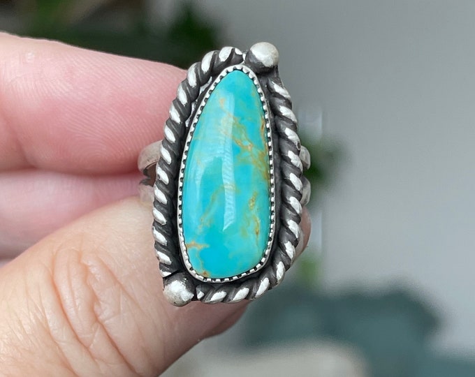 Kingman Turquoise Sterling Silver Ring Size 8.5 / Crimson Buffalo ...