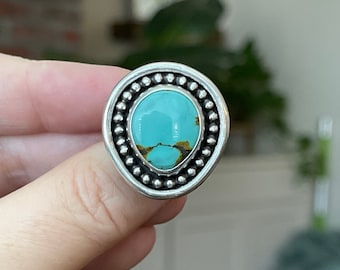 Sterling Silver Turquoise Ring / Handmade Bohemian Jewelry / Cocktail Ring / Statement Jewelry / Unique Gifts For Her / Southwestern Ring