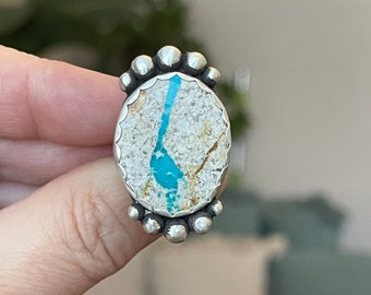 Stone Mountain Turquoise Ring / Handmade Sterling Silver Bohemian Jewelry / Unique Gifts For Her / Statement Jewelry / Crimson Buffalo