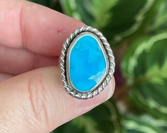 Morenci Turquoise Statement Ring, Handmade Sterling Silver Bohemian Jewelry, Unique Gifts For Her, Southwest Style Jewelry, One of a Kind