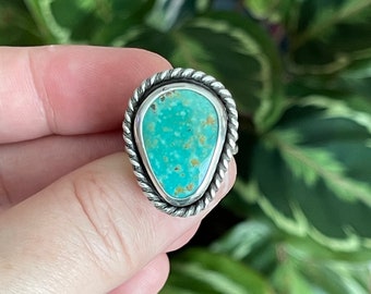 Turquoise Statement Ring, Handmade Sterling Silver Bohemian Jewelry, Unique Gifts For Her, Chunky Turquoise Rings, One of a Kind Ring