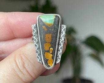 Hubei Turquoise Zig zag Ring / Handmade Sterling Silver Bohemian Jewelry / Unique Gifts For Her / Chunky Statement Ring, One of a Kind Ring