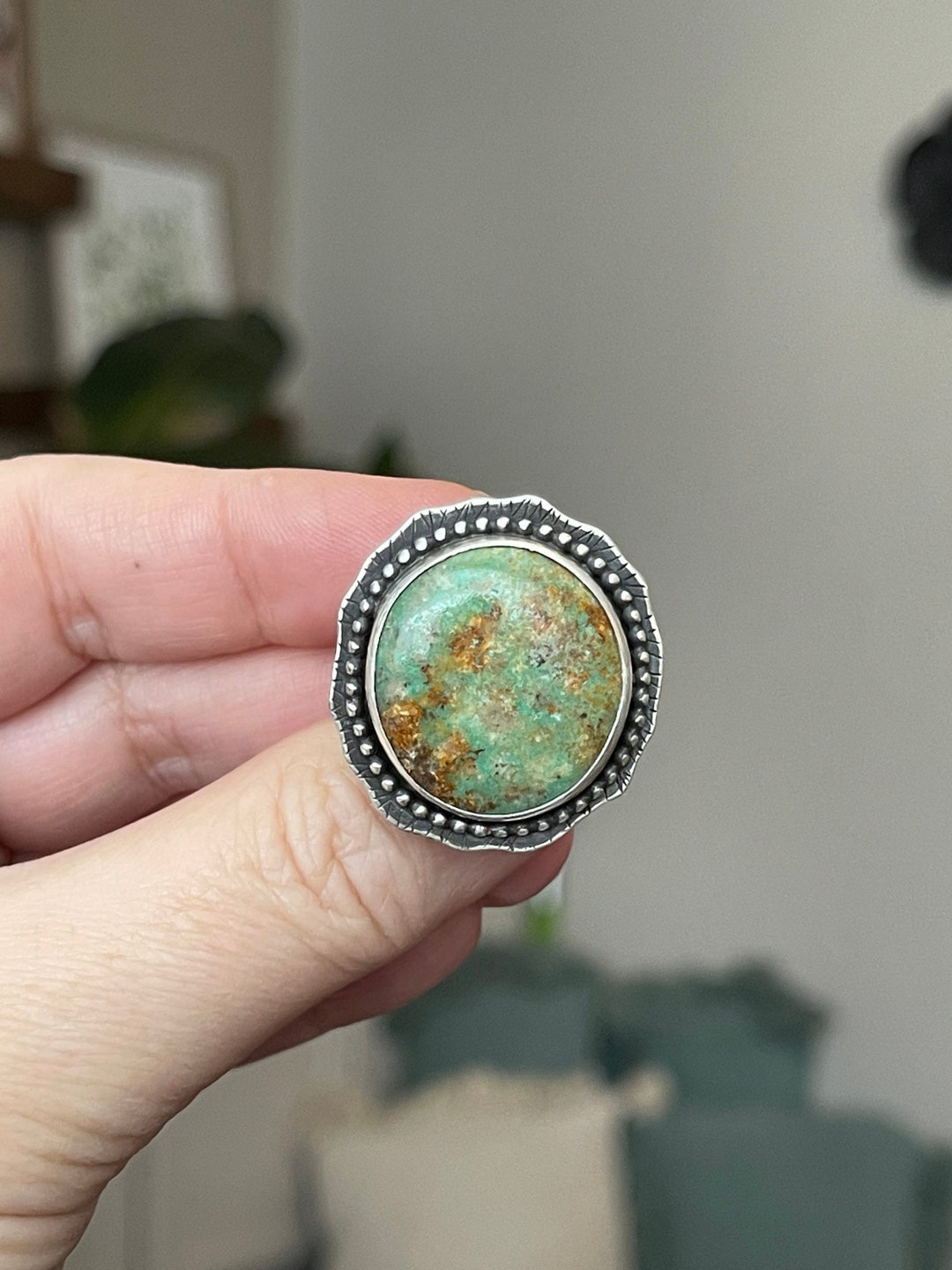 Kingman Turquoise Sterling Silver Ring Size 8.75 / Crimson Buffalo ...