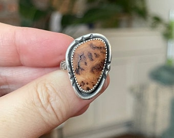 Sterling Silver Wood Ring / Handmade Bohemian Jewelry / Nature Jewelry / Unique Gifts For Her / Crimson Buffalo / One of a Kind Jewelry
